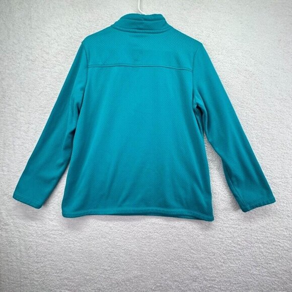 Weekends By Chicos Sweater Womens Medium 1/4 Zip Long Sleeve Blue Drawstring - Picture 3 of 9
